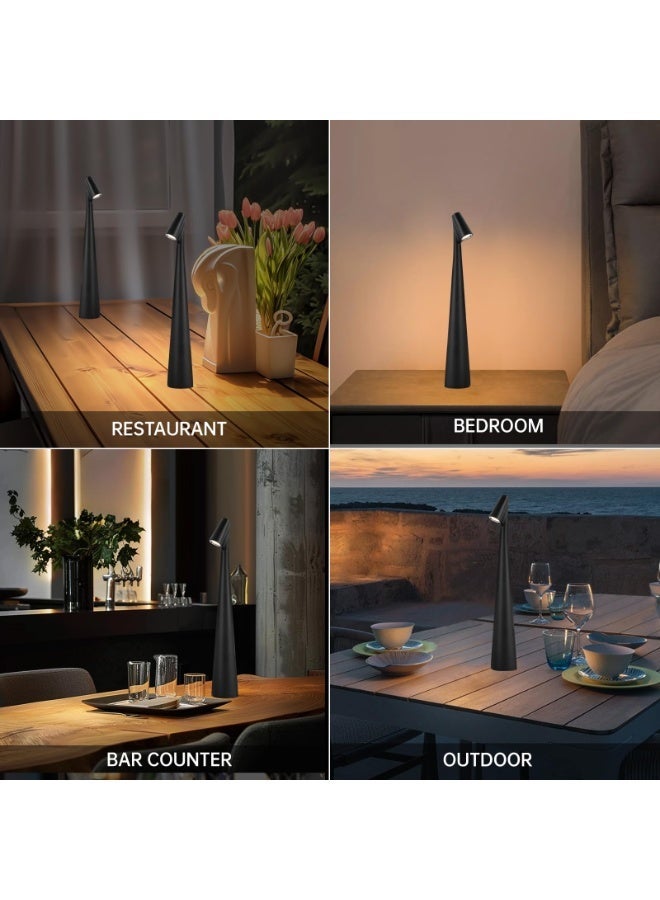 مصباح مكتب LED محمول مع مستشعر لمس، بثلاثة مستويات سطوع، مصباح قابل لإعادة الشحن بثلاثة ألوان وتحكم باللمس، ضوء ليلي، مصباح جانبي للسرير، إضاءة لغرفة الطعام – لون أسود - Image 5